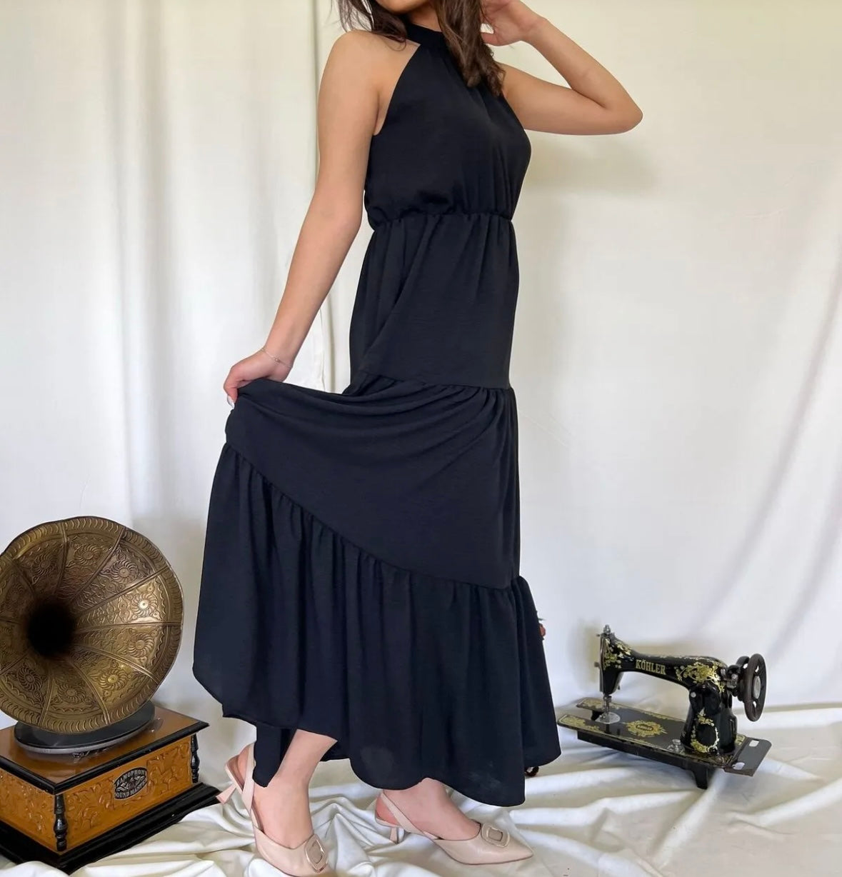 Halter yaka Elbise 